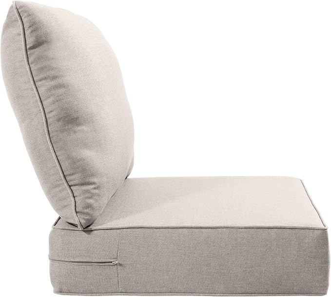 Luxury 22x24/22x25 6-Inch Outdoor Cushions for 5 Peice Patio Furniture Set - Set of 5 Water-Resistant Pillow for Dining Rocking Swivel Chairs Loveseat Couch Sectional Sofa - Beige