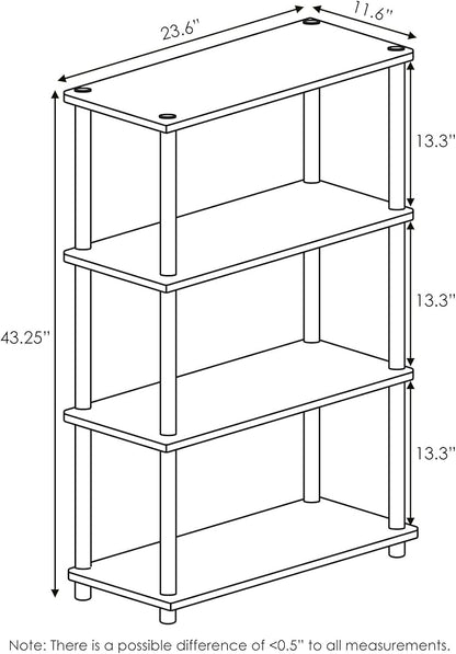 Furinno Turn-N-Tube 4-Tier Multipurpose Shelf Display Rack, Round Tubes, Dark Cherry/Black