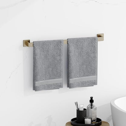 16 in Matte Bathroom Accessories Set, Bath Towel Bar Set, Stainless Steel Bathroom Hardware Set, Towel Racks for Bathroom Wall Mounted 5 Pcs (Golden)