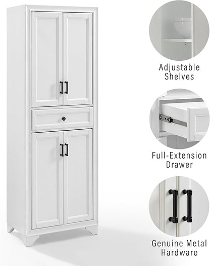 Crosley Furniture Tara 3-Piece Modern Farmhouse Sideboard Buffet Cabinet and Kitchen Storage Pantry Set, Distressed White