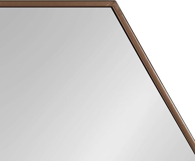 Kate and Laurel McNeer Modern Wall Mirror, 31 x 22, Bronze, Geometric Hexagon Mirror for Wall