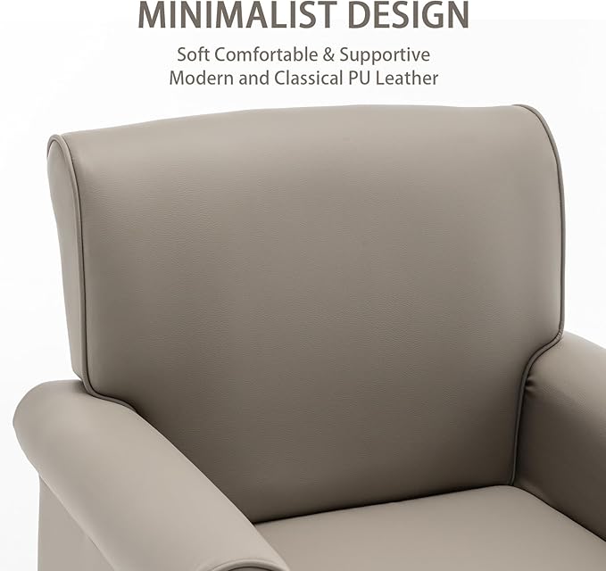 HOMEFLEX Accent Chair, Faux Leather Living Room Chairs with Nailhead Trim, Mid-Century Lounge Armchair with Solid Wood Legs, Comfy Reading Single Sofa for Bedroom, Waiting Room (Grey, 2 Chairs)