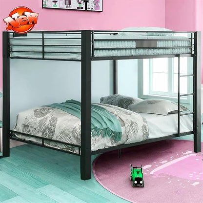 Stronger & Higher Quality Heavy Duty Bunk Bed Queen Over Queen Size Bunkbed, Thickened Safer More Stable Steel Metal Queen Bunk Bed (Faster Assembly) (Queen Over Queen-1)