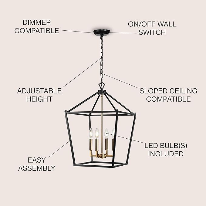 JONATHAN Y JYL7437D Pagoda Lantern Dimmable Adjustable Metal LED Pendant Classic Traditional Farmhouse Dining Room Living Room Kitchen Foyer Bedroom Hallway, 16 in, Oil Rubbed Bronze