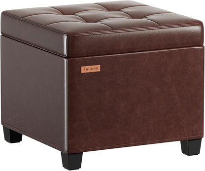17.7 inches Synthetic Leather turfed Ottomans Cube with Legs, Metal-Framed Square Storage Ottoman Foot Rest Stool Holds 770 LB for Dorm Living Room Bedroom Brown UASND63R