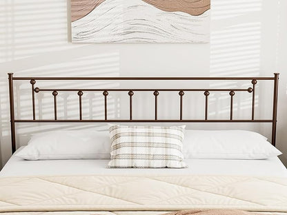 Metal King Size Headboard, Victorian Farmhouse Style Headboard, Easy Assembly, Steel King Headboard Only for Bedroom - Brown