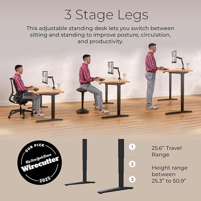 UPLIFTDESK V2 2-Leg Walnut Laminate Wood Standing Desk – Adjustable Height, Advanced 1-Touch Memory Keypad, Under Desk Cable Management, Wire Grommets & Rocker Board (Black C-Frame, 48 x 30 inch)
