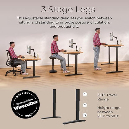UPLIFTDESK V2 2-Leg Walnut Laminate Wood Standing Desk – Adjustable Height, Advanced 1-Touch Memory Keypad, Under Desk Cable Management, Wire Grommets & Rocker Board (Black C-Frame, 48 x 30 inch)