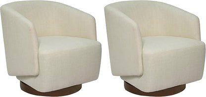 MINCETA Accent Chair,Modern Swivel Chairs for Living Room and Bedroom Reading with Wood Base,Set of 2,Performance Fabric in Beige