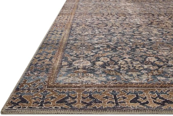 Loloi Amber Lewis Georgie Collection GER-05 Denim/Spice 2'-0" x 5'-0", .19" Pile Height, Accent Rug