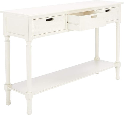 SAFAVIEH Home Collection Landers Distressed 3-Drawer Console Table CNS5711A, Distrssed White
