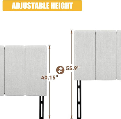 Yongchuang King Headboard Upholstered Headboards for King Size Bed Headboard Panels Adjustable Height Grayish White Linen Head Board