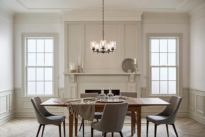 Kichler Winslow 19.75" 5-Light Chandelier Light with Clear Seeded Glass in Black for Kitchen, Bar, Dining Room, Living Room (19.75" x 16.25"), 44030BK