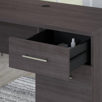 Bush Furniture 60-inch Home Office Desk with Drawers, Large Computer Table with Storage, Transitional Style, Somerset Collection, Storm Gray