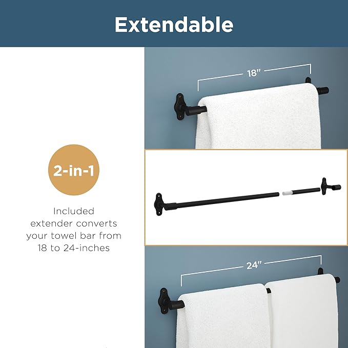 Franklin Brass Calloway 4-Piece Bathroom Set Satin Gold 18" + 6" Towel Rack, Toilet Paper Holder, Hand Towel Holder, Hook | 4-Piece Bath Hardware Accessories Set CLWY64-SG