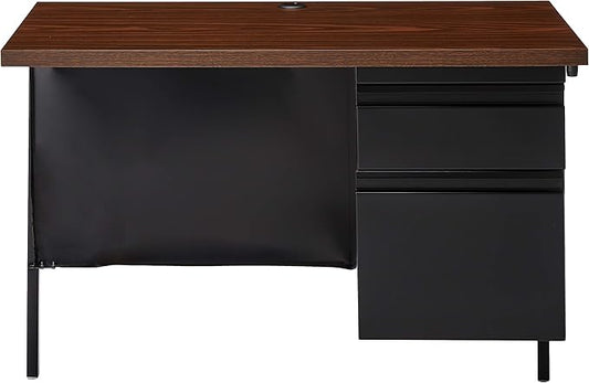 Lorell Single Right Pedestal Desk, 42 by 24 by 29-1/2-Inch, Black Walnut