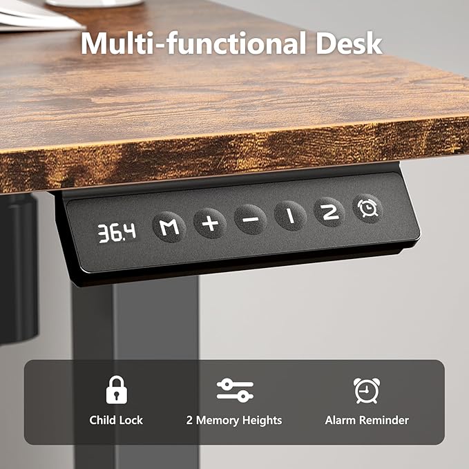 Electric Standing Desk 40 x 24 Inches, Height Adjustable Sit Stand Home Office Computer Desk with Memory Presets,Brown