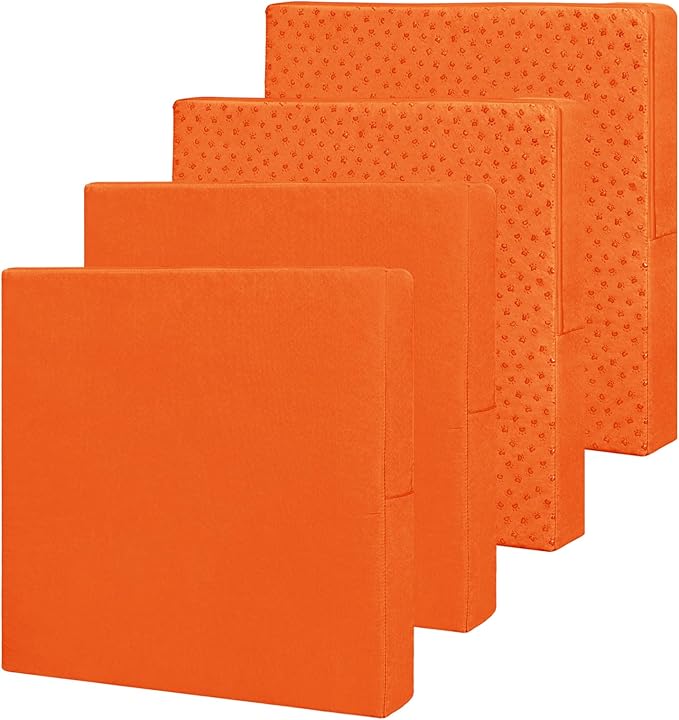 Easy-Going Waterproof Patio Cushion Covers 27x25x5 inch 4 Pack Replacement Non-Slip Outdoor Seat Cushion Slipcover with Zipper. Orange