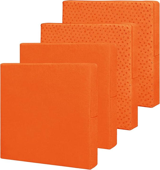 Easy-Going Waterproof Patio Cushion Covers 27x25x5 inch 4 Pack Replacement Non-Slip Outdoor Seat Cushion Slipcover with Zipper. Orange