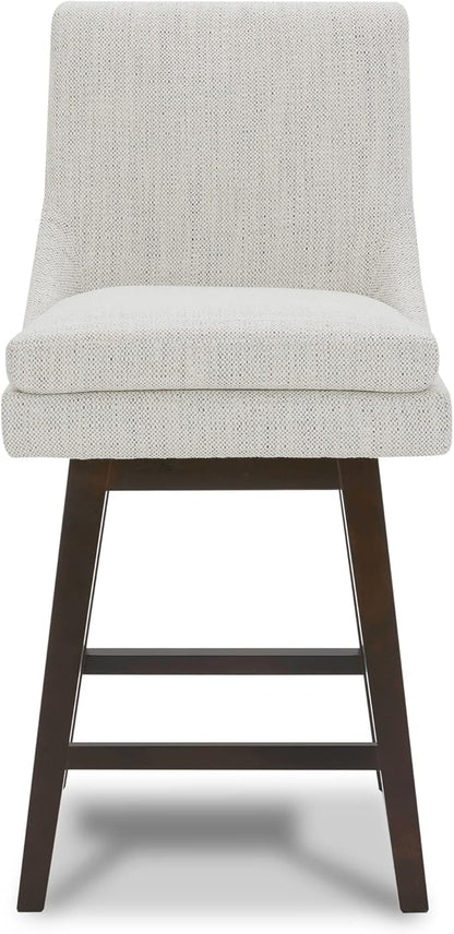 CHITA Bar Stools Set of 2, Counter Height Swivel Barstools, FSC Certified Morden Upholstered Fabric Counter Chairs with Back Support, 26.8" H Seat Height, Fabric in Ivory