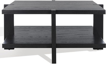 SAFAVIEH Couture Collection Quigley Black 2-Tier Square Coffee Table, Ideal for Living Room, Office, Bedroom