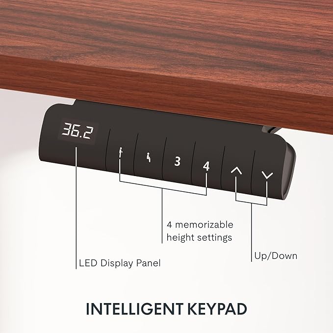 FLEXISPOT E6 Standing Desk 3 Stages Dual Motor Electric 60x24 Inch Whole-Piece Board Height Adjustable Electric Sit Stand Desk(Black Frame + Mahogany Desktop, 2 Packages)