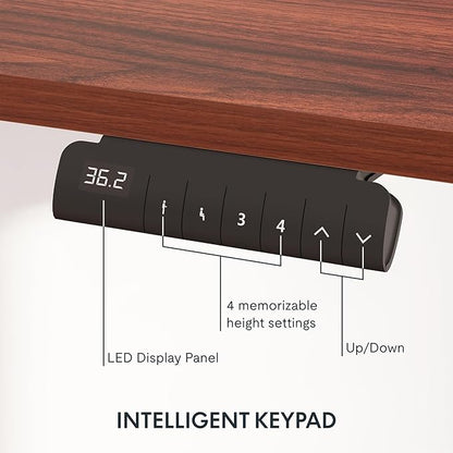FLEXISPOT E6 3 Stages Dual Motor Electric Standing Desk 48x30 Inch Whole-Piece Board Height Adjustable Electric Sit Stand Desk(White Frame + Mahogany Desktop, 2 Packages)