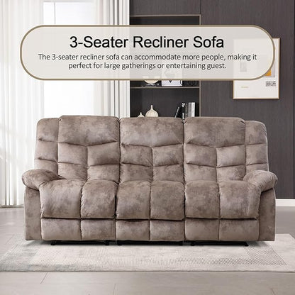 CANMOV Manual Recliner Sofa Set,2 Pieces Sofa Furniture Set for Living Room, Manual Reclining Loveseat and Recliner Sofa with Overstuffed Arms for Living Room, Bedroom, Light Brown (2+3)