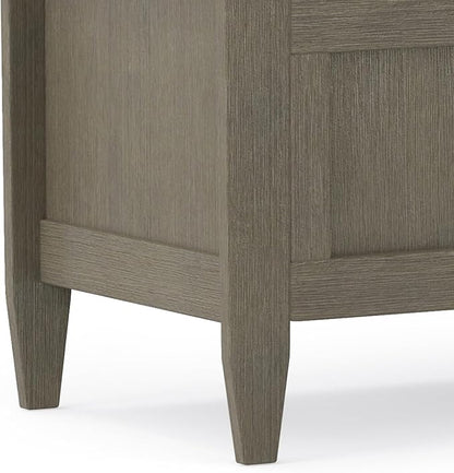 SIMPLIHOME Brooklyn Entryway Storage Bench - 48 inch Wide Solid Wood Storage Seat in Farmhouse Grey, Contemporary Bench for Entryway or Living Room with Lift-Up Lid and Slatted Backrest