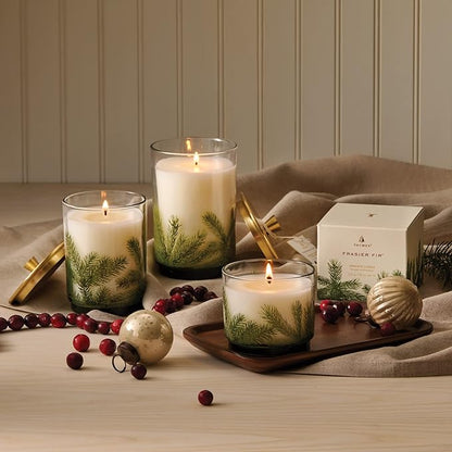 Thymes Frasier Fir Candle - Heritage Pine Needle Luminary Scented Candles - Elegant Pine Candle - Crisp Siberian Fir, Cedarwood & Sandalwood - Holiday Candles - Christmas Decor (Large, 16 oz)