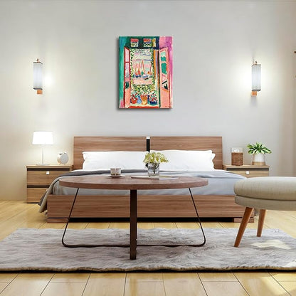 Wieco Art Canvas Print Wall Art Open Window Collioure 1905 by Henri Mattise Abstract Colorful Art Matisse Posters Canvas Prints for Wall and Home Office Decorations