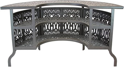 PatioLand Mandalay Patio Cast Aluminum 5pc Party Bar with Half Moon Bar Table - Antique Bronze