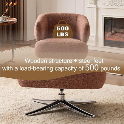 Pro 360° Swivel Accent Chair, Cuddle-Style Lounge Chair with Ergonomic Wrap-Around Backrest, 500LBS Capacity Red Linen Fabric Rotatable Sofa Chair for Living Room, Balcony, Study
