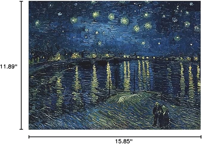 Wieco Art Starry Night Over the Rhone by Van Gogh Famous Oil Paintings Reproduction Modern Canvas Print Artwork Seascape Pictures on Canvas Wall Art for Home Office Decorations