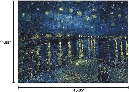 Wieco Art Starry Night Over the Rhone by Van Gogh Famous Oil Paintings Reproduction Modern Canvas Print Artwork Seascape Pictures on Canvas Wall Art for Home Office Decorations