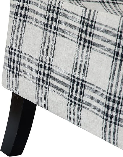 HULALA HOME Upholstered Wingback Recliner Chair Set of 2, Small Adjustable Footrest Push Back Single Reclining Sofa, Mid Century Modern Lounge Armchair for Living Room, Bedroom, Reading/Plaid Black