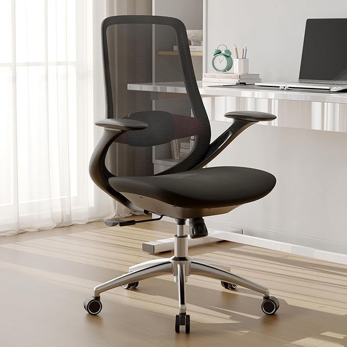 Ergonomic Mesh Office Chair, 330LBS Executive Desk Chair with Lumbar Support, 2D Armrests, Comfy Swivel Computer Task Chairs for Long Hours (Black)