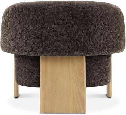 CHERS Mid-Century Modern Accent Chair, Upholstered Vintage Living Room Chairs with Wood Legs, Luxury Velvet Fabric Green Accent Chair Comfy Lounge Armchair for Reading Nook, Bedroom, Office (Espresso)