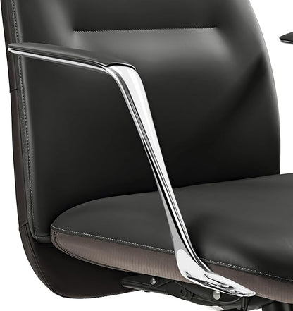 EUREKA ERGONOMIC Royal Slim Executive High Back Black Leather Office Chair, Home Desk Chair for Adults, Big and Tall with Wheels, Swivel Rolling