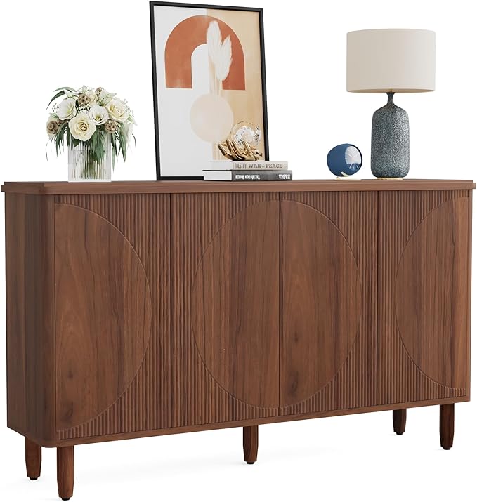 Tribesigns Buffet Cabinet Sideboard with Storage, Modern Storage Cabinet Sideboard Buffet Table with Doors for Living Room Kitchen Dining Room (Brown)