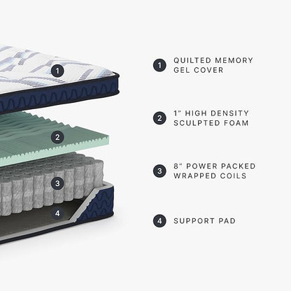 Signature Design by Ashley Full Size Stack 12 Inch Hybrid Medium Plush Cooling Gel Infused Memory Foam Mattress for Pressure Relief, Fiberglass Free, Mattress in A Box