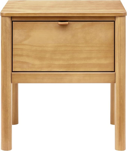 Babyletto Bondi Assembled Nightstand for Kids Bedroom - GREENGUARD Gold Certified Modern Boho Bedside Table with Storage Drawer & Vegan Leather Pull - Versatile Wood Night Stand for Kids & Guest Rooms