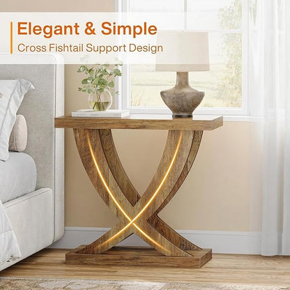 Tribesigns End Table for Living Room with Cross Fishtail Support, Side Table and Farmhouse Accent Furniture for Small Spaces (1)