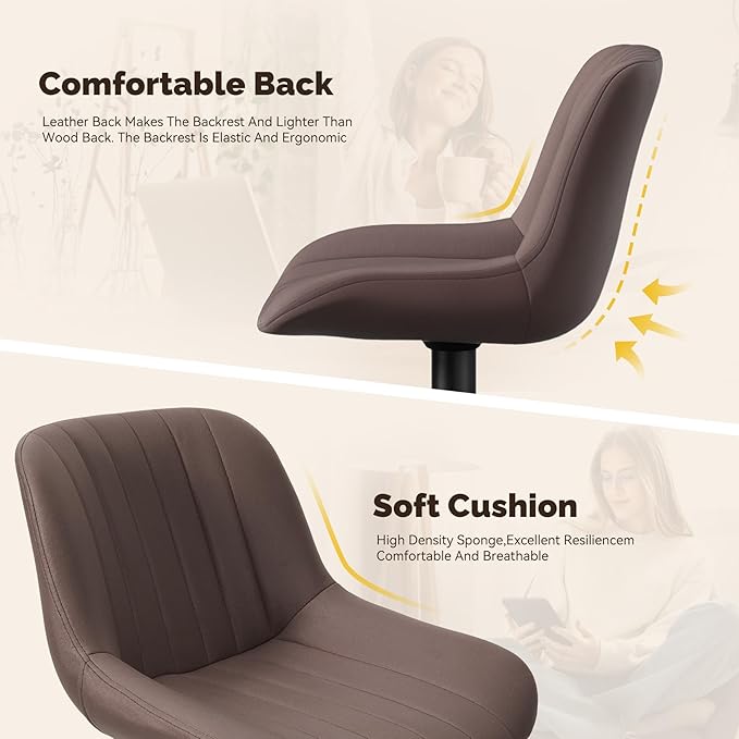 Nalupatio Bar Stools Set of 4, Adjustable Modern Swivel Bar Stools with Backs, Counter Height Performance Fabric Island Chairs for Home Kitchen, Dark Brown
