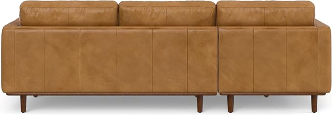 SIMPLIHOME Morrison Left Sectional Sofa in Full-Grain Genuine Leather, Sienna, 102-inches Wide, L-Shaped Leather Couch with Left Chaise for The Living Room and Family Room