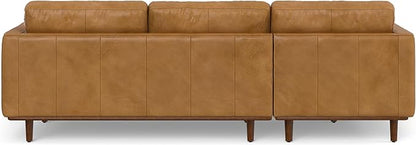 SIMPLIHOME Morrison Left Sectional Sofa in Full-Grain Genuine Leather, Sienna, 102-inches Wide, L-Shaped Leather Couch with Left Chaise for The Living Room and Family Room