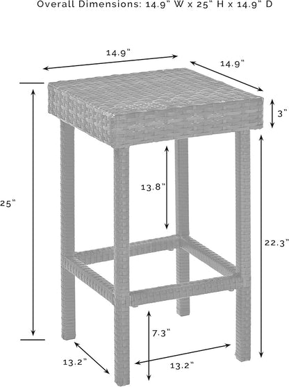 Crosley Furniture Palm Harbor Wicker Counter Height Outdoor Bar Stools, Set of 2, for Backyard, Patio, Deck, Brown