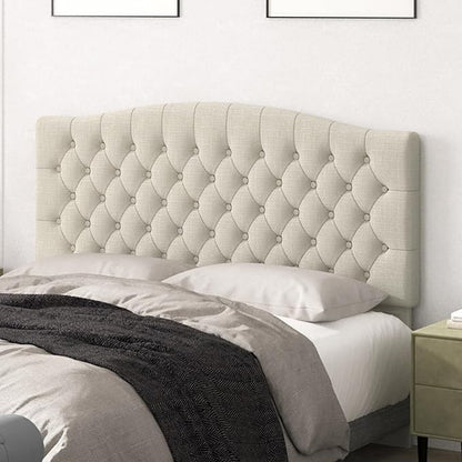 Queen Headboard Only, Upholstered Headboard Queen for Adjustable Bed Linen Tufted Queen/Full Size Wall Mounted Head Board with Solid Wood Legs Head Board, Ivory