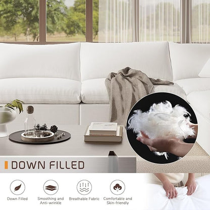 246.7" Oversized Cloud Modular Sectional Sofa,8 Seat Down Filled Sofa,Comfy Deep Seat Couch with Reversible Chaise & Cushions,Couch Cover Washable and Replaceable,White