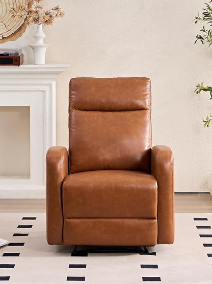 Power Recliner Chairs for Living Room,Wall Hugger Recliners with Power Headrest Type-C Charger, Leather Electric Recliner Chair for Adult, Brown